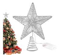 Star Tree Toppers - 9.84x7.87inch Christmas Tree Toppers, Battery Powered LED Christmas Stars, Decoration Holiday Farmhouse For Wedding Party Office Holiday Bar Home Indoors Accessory