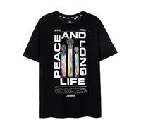Star Trek Camiseta Negra Peace and Long Life para Hombre | Camiseta icónica con Estampado de Ciencia ficción - Mensaje audaz y Estilo cómodo | Camisa de Manga Corta para los Fans del Trekkie