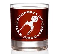 Star Trek: Discovery"Property Of U.S.S. Discovery" Rocks Glass edición especial en Universe Classic Line Premium grabado por Movies On Glass incluye un vaso - 11 onzas
