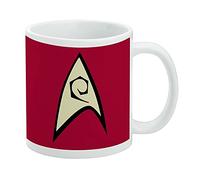 Star Trek Engineering Shield - Taza de café de cerámica, tazas de regalo novedosas para café, té y bebidas calientes, 11 onzas, color blanco