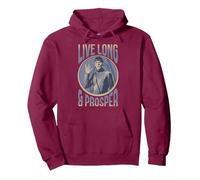 Star Trek: La Serie Original Spock Vive Mucho y prospera Sudadera con Capucha, Unisex para Adultos, Granate, L