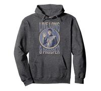 Star Trek: La Serie Original Spock Vive Mucho y prospera Sudadera con Capucha, Unisex para Adultos, Jaspeado Oscuro, XL