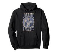 Star Trek: La Serie Original Spock Vive Mucho y prospera Sudadera con Capucha, Unisex para Adultos, Negro, S
