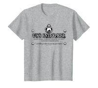 Star Trek Next Generation USS Enterprise Graphic - Camiseta Camiseta, Niños, Gris Jaspeado, 8 años