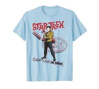 Star Trek Original Series Captain Kirk Comic Camiseta Premium Camiseta, Hombre, Azul Bebé, S