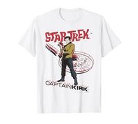 Star Trek Original Series Captain Kirk Comic Camiseta Premium Camiseta, Hombre, Blanco, M