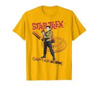 Star Trek Original Series Captain Kirk Comic Camiseta Premium Camiseta, Hombre, Dorado Brillante, XXL