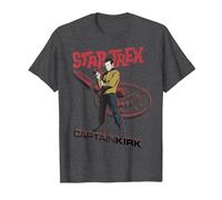 Star Trek Original Series Captain Kirk Comic Camiseta Premium Camiseta, Hombre, Jaspeado Oscuro, M