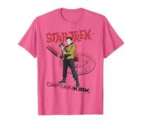 Star Trek Original Series Captain Kirk Comic Camiseta Premium Camiseta, Hombre, Rosa Jaspeado, S