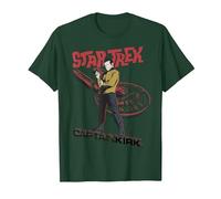 Star Trek Original Series Captain Kirk Comic Camiseta Premium Camiseta, Hombre, Verde Bosque, S