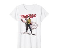 Star Trek Original Series Captain Kirk Comic Camiseta Premium Camiseta, Mujer, Blanco, 3XL