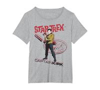 Star Trek Original Series Captain Kirk Comic Camiseta Premium Camiseta, Mujer Tallas Grandes, Gris Jaspeado, 2XL Grande