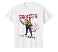Star Trek Original Series Captain Kirk Comic Camiseta Premium Camiseta, Niños, Blanco, 6 años