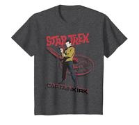 Star Trek Original Series Captain Kirk Comic Camiseta Premium Camiseta, Niños, Jaspeado Oscuro, 4 años