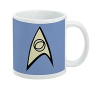 Star Trek Science Shield - Taza de café de cerámica, tazas de regalo novedosas para café, té y bebidas calientes, 11 onzas, color blanco