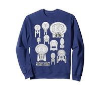 Star Trek Ships Schematics Line Up Sudadera, Unisex para Adultos, Azul Marino, M