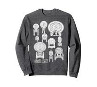 Star Trek Ships Schematics Line Up Sudadera, Unisex para Adultos, Jaspeado Oscuro, L