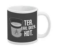 Star Trek Tea Earl Grey - Taza de café de cerámica caliente, tazas de regalo novedosas para café, té y bebidas calientes, 11 onzas, color blanco