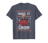 Star Trek: The Next Generation Make It Snow Camiseta, Hombre, Azul Jaspeado, S