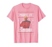Star Trek: The Next Generation Make It Snow Camiseta, Hombre, Rosado, M