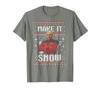 Star Trek: The Next Generation Make It Snow Camiseta, Hombre, Verde Militar Jaspeado, S