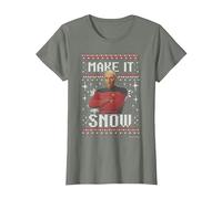 Star Trek: The Next Generation Make It Snow Camiseta, Mujer, Verde Militar Jaspeado, 3XL