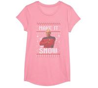 Star Trek: The Next Generation Make It Snow Camiseta, Niñas, Rosado, XS