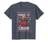 Star Trek: The Next Generation Make It Snow Camiseta, Niños, Azul Jaspeado, 10 años