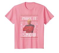 Star Trek: The Next Generation Make It Snow Camiseta, Niños, Rosado, 10 años