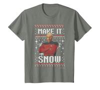 Star Trek: The Next Generation Make It Snow Camiseta, Niños, Verde Militar Jaspeado, 8 años