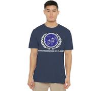 Star Trek United Federation Logo T Shirt Camiseta, Azul Marino, L Unisex Adulto