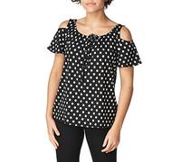 Star Vixen Campesino de Manga Corta con Hombros Descubiertos para Mujer, Talla Grande, Color Blanco y Negro, 1 Unidad