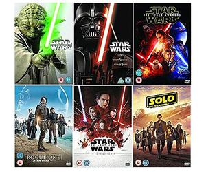Star Wars 1-10 Movie DVD Collection:Phantom Menace,Attack Of the Clones,Revenge of the Sith,The New Hope,The Empire Strikes Back,Return of the Jedi,The Force Awakens,Rogue One ,The Last Jedi,Solo