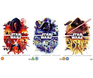 Star Wars 9 Films Set Collection DVD - Star wars - Phantom Of Menace, Attack Of Clones, Revenge Of Sith, A New Hope, Empire Strikes Back, Return of Jedi, Force Awakens, Jedi, Rise Of Skywalker DVD
