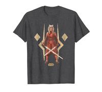 Star Wars Ahsoka The Warrior Camiseta, Hombre, Jaspeado Oscuro, 3XL