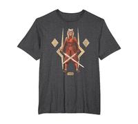 Star Wars Ahsoka The Warrior Camiseta, Hombre Tallas Grandes, Jaspeado Oscuro, 4X Alto