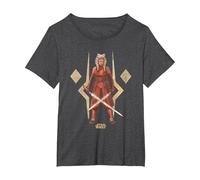 Star Wars Ahsoka The Warrior Camiseta, Mujer Tallas Grandes, Jaspeado Oscuro, 6XL Grande