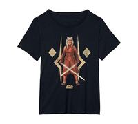 Star Wars Ahsoka The Warrior Camiseta, Mujer Tallas Grandes, Negro, 6XL Grande
