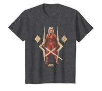 Star Wars Ahsoka The Warrior Camiseta, Niños, Jaspeado Oscuro, 8 años