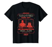 Star Wars Andor Rebel Spy K-2SO and B2EMO Wanted Poster Camiseta, Niños, Negro, 8 años