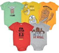 Star Wars Baby Boys 5 Pack Bodysuits Princess Leia Yoda Han Solo R2D2 C3PO 6-9 Months
