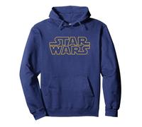 Star Wars Basic Logo Yellow Sudadera con Capucha, Unisex para Adultos, Azul Marino, M