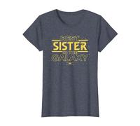 Star Wars Best Sister in The Galaxy Family Trip Birthday Camiseta, Mujer, Azul Jaspeado, S