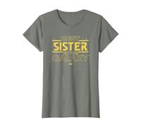 Star Wars Best Sister in The Galaxy Family Trip Birthday Camiseta, Mujer, Verde Militar Jaspeado, XS