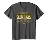 Star Wars Best Sister in The Galaxy Family Trip Birthday Camiseta, Niños, Asfalto, 6 años