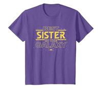 Star Wars Best Sister in The Galaxy Family Trip Birthday Camiseta, Niños, Morado Jaspeado, 12 años
