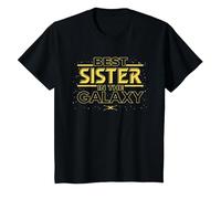 Star Wars Best Sister in The Galaxy Family Trip Birthday Camiseta, Niños, Negro, 10 años