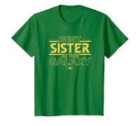 Star Wars Best Sister in The Galaxy Family Trip Birthday Camiseta, Niños, Verde Kelly, 6 años