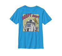 Star Wars Boys' Big R2d2 Pop Comic Sounds Graphic Tee, Turquoise, YL