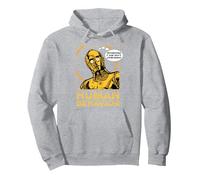 Star Wars C-3PO I Just Don’t Understand Human Behavior Quote Sudadera con Capucha, Unisex para Adultos, Gris Jaspeado, XL